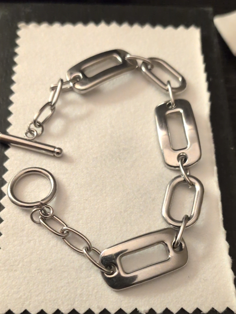 Silver Link Toggle Bracelet - Sleek Rectangular Links